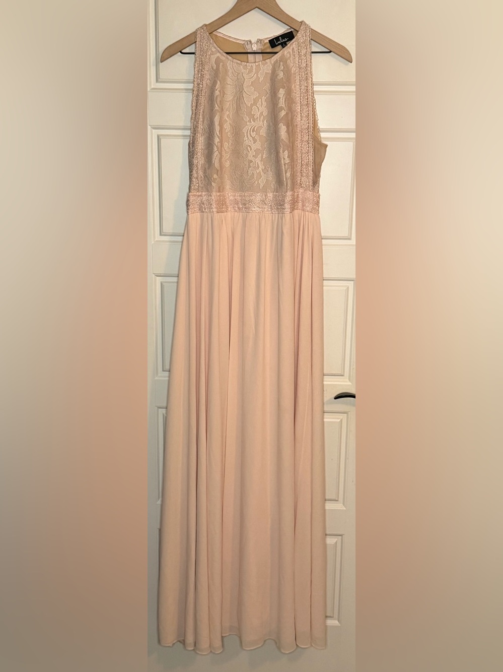 Lulu's Soft Blush Lace-Top Maxi Dress